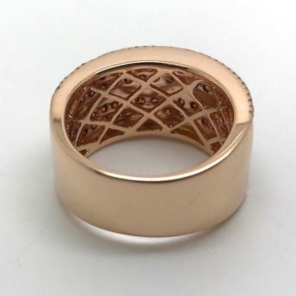 18k Rose Gold with Orange & White Round Brilliant Cut Diamonds Size 6.5 - Picture 2 of 9